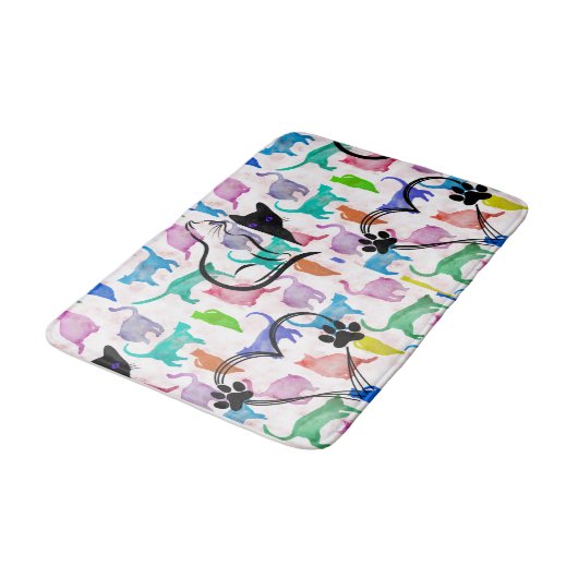 Tapis De Bain Aquarelle Chats Bain Mat (Angle)
