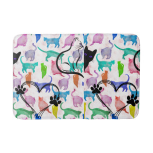 Tapis De Bain Aquarelle Chats Bain Mat