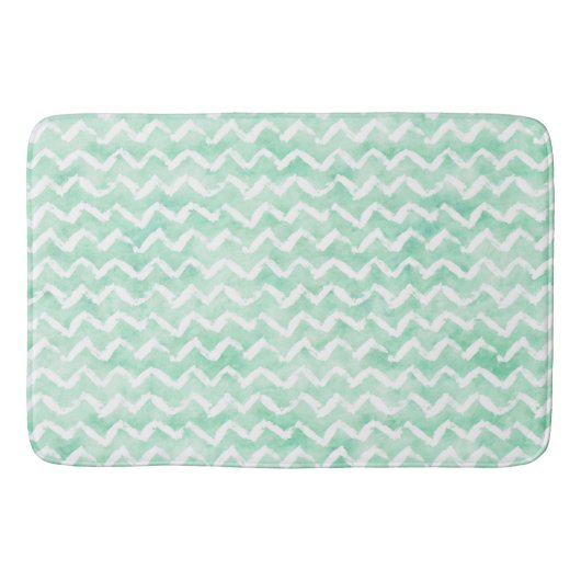 Tapis De Bain Aquarelle Chic Mint Chevron Stripes (Devant)