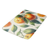 Tapis De Bain Aquarelle Citrus Orange Feuille Mariage (Angle)
