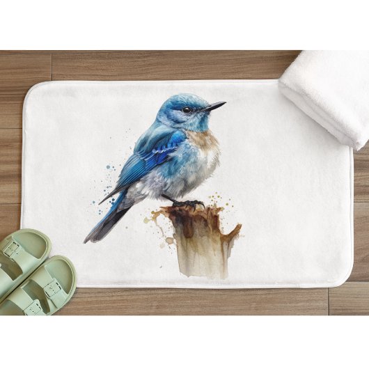 Tapis De Bain Aquarelle de Little Mountain Bluebird