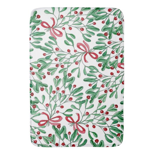 Tapis De Bain Aquarelle de Noël Rustique Mistletoe (devant Vertical)