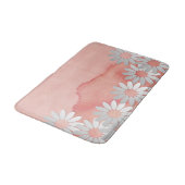 Tapis De Bain Aquarelle de pêche et fleurs blanches (Angle)