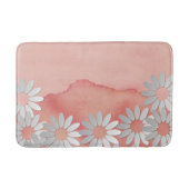 Tapis De Bain Aquarelle de pêche et fleurs blanches (Devant)