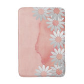 Tapis De Bain Aquarelle de pêche et fleurs blanches (Devant (Vertical))