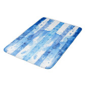 Tapis De Bain Aquarelle Décor de plage bleu et blanc rayé (Angle)