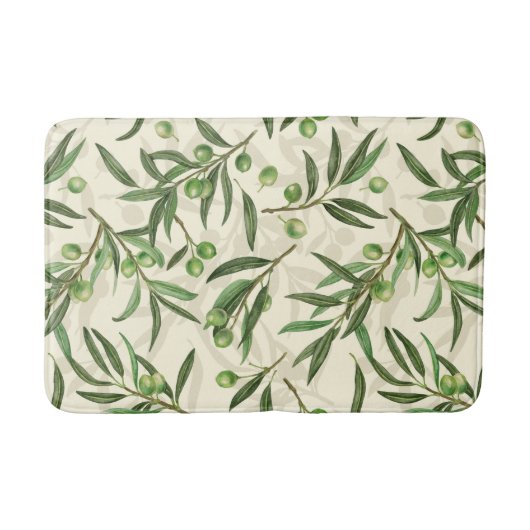 Tapis De Bain Aquarelle des branches d'olive (Devant)