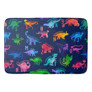 Tapis De Bain Aquarelle Dinosaure Alphabet Dino coloré enfants