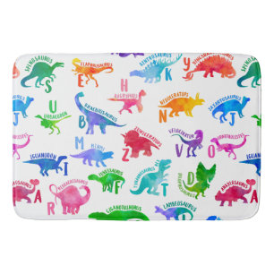 Tapis De Bain Aquarelle Dinosaure Alphabet Dino coloré enfants