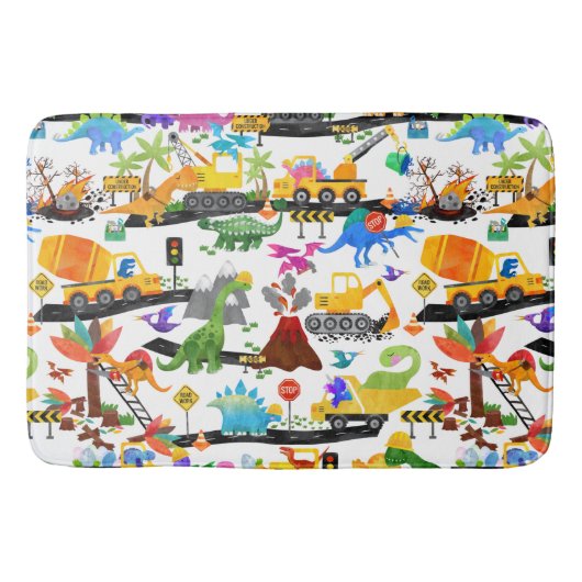 Tapis De Bain Aquarelle Dinosaure Construction Enfants mignonnes (Devant)
