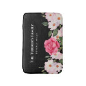 Tapis De Bain Aquarelle Doux rose blanc Roses illustration (Devant (Vertical))