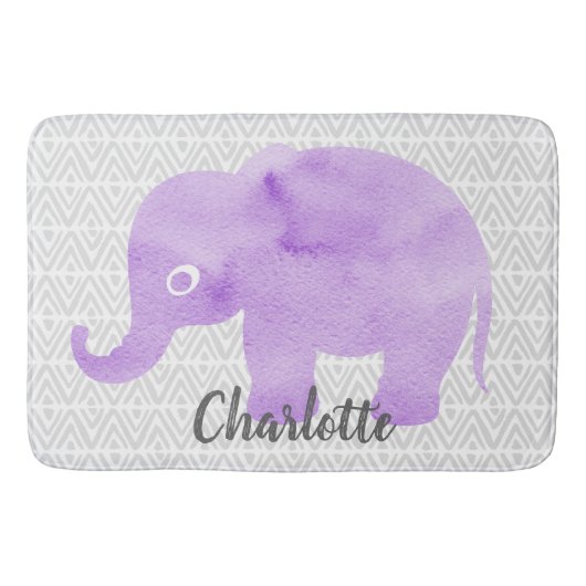 Tapis De Bain Aquarelle Elephant Shibori Primitive Chevron (Devant)