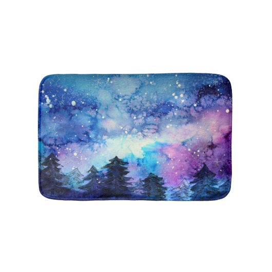 Tapis De Bain Aquarelle Espace Art : Ciel de nuit (Devant)