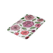 Tapis De Bain Aquarelle et fleurs d'encre - rose et vert (Angle)