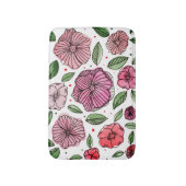 Tapis De Bain Aquarelle et fleurs d'encre - rose et vert (Devant (Vertical))