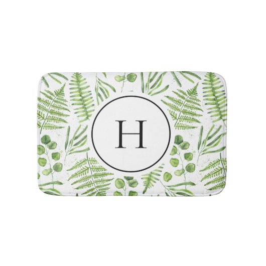 Tapis De Bain Aquarelle et Motif d'Eucalyptus (Devant)