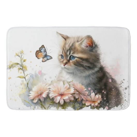 Tapis De Bain Aquarelle et papillon (Devant)