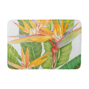 Tapis De Bain Aquarelle exotique de fleurs