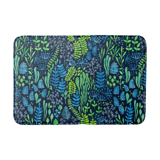 Tapis De Bain Aquarelle fleurie doodles arrière - plan foncé (Devant)