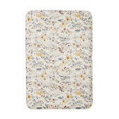 Tapis De Bain Aquarelle Fleurs Bourgogne Jaune Bleu Vert (Devant (Vertical))