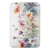 Tapis De Bain Aquarelle Fleurs Pastel Minimal Botanique (devant Vertical)