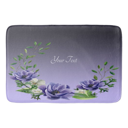 Tapis De Bain Aquarelle Fleurs violettes Mat de bain (Devant)