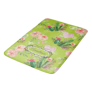 Tapis De Bain Aquarelle Florale Cactus personnalisé