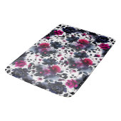 Tapis De Bain Aquarelle florale magenta rose et bleu épais (Angle)