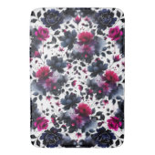 Tapis De Bain Aquarelle florale magenta rose et bleu épais (devant Vertical)