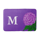 Tapis De Bain Aquarelle florale violet monogramme (Devant)