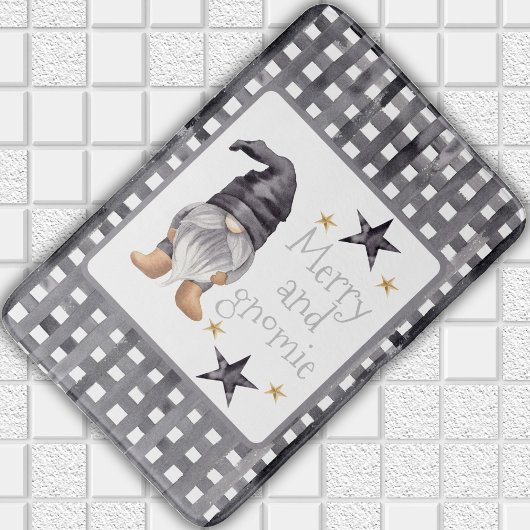 Tapis De Bain Aquarelle Gnome d'hiver sur Buffalo chèque Noël