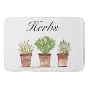 Tapis De Bain Aquarelle Herbes Thyme Rosemary persil Plante Pot