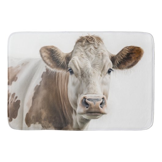 Tapis De Bain Aquarelle Hereford Portrait de vache (Devant)