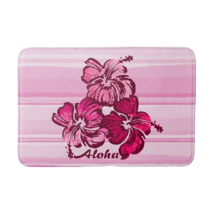 Tapis De Bain Aquarelle Hibiscus Hawaiian Tropical