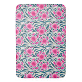 Tapis De Bain Aquarelle inspirée rose + bleu Botanique Floral (devant Vertical)