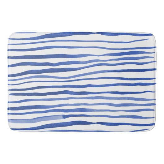 Tapis De Bain Aquarelle irrégulière lignes simples - bleu (Devant)