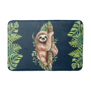 Tapis De Bain Aquarelle mignonne et Feuille Tropical Mat