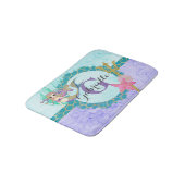 Tapis De Bain Aquarelle mignonne sirène Turquoise et violet (Angle)