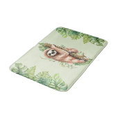 Tapis De Bain Aquarelle mignonne Sloth & Feuilles tropicaux (Angle)