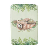 Tapis De Bain Aquarelle mignonne Sloth & Feuilles tropicaux (Devant (Vertical))