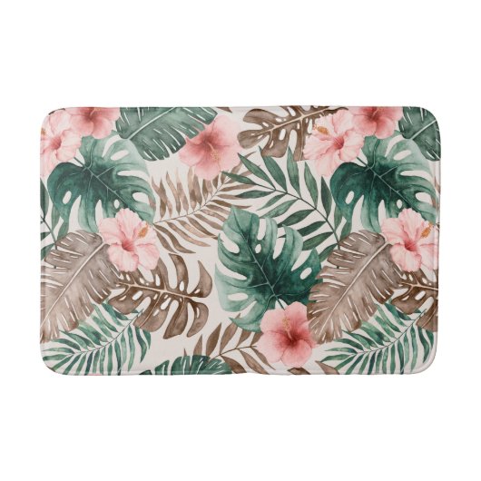 Tapis De Bain Aquarelle moderne Boho Tropical Floral (Devant)
