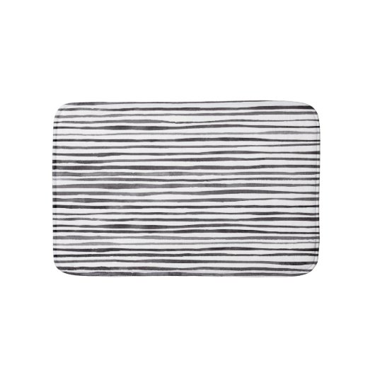 Tapis De Bain Aquarelle moderne noir et blanc  (Devant)