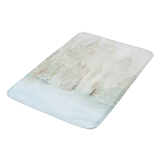 Tapis De Bain Aquarelle moderne paysage boisé (Angle)
