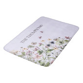 Tapis De Bain Aquarelle monochrome Fleurs sauvages violets (Angle)