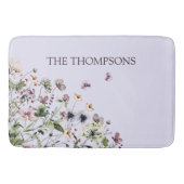 Tapis De Bain Aquarelle monochrome Fleurs sauvages violets (Devant)