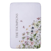 Tapis De Bain Aquarelle monochrome Fleurs sauvages violets (devant Vertical)