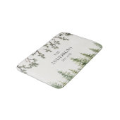 Tapis De Bain Aquarelle Monogramme Pins rustiques et branches (Angle)