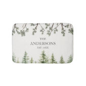 Tapis De Bain Aquarelle Monogramme Pins rustiques et branches (Devant)