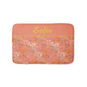 Tapis De Bain Aquarelle motif fleur rose jaune orange (Devant)