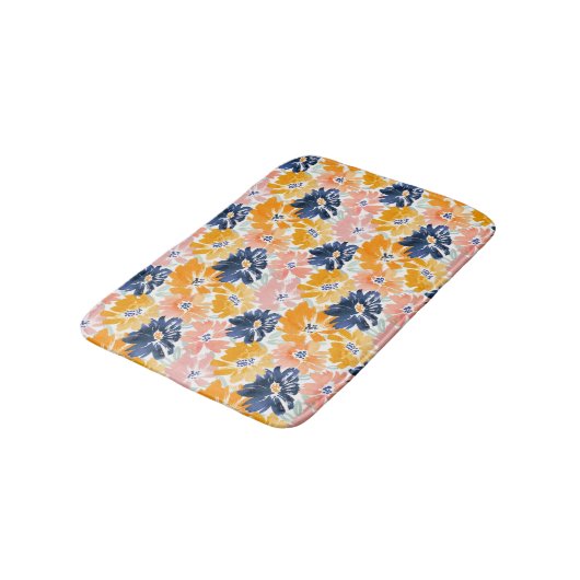 Tapis De Bain Aquarelle Motif Floral Rétro (Angle)